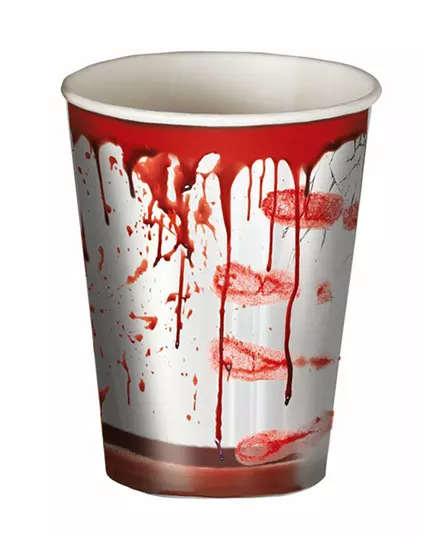 6 Halloweenpappersmuggar blodiga 240 ml