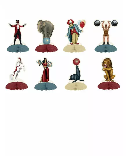 8 mini-bordsdekorationer tema Vintagecirkus 12,7 cm