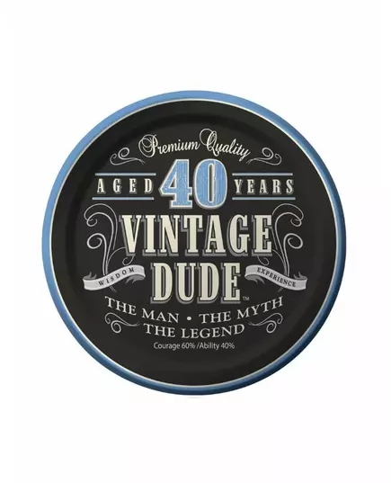 8 små papperstallrikar Vintage 40-årsdag 18 cm
