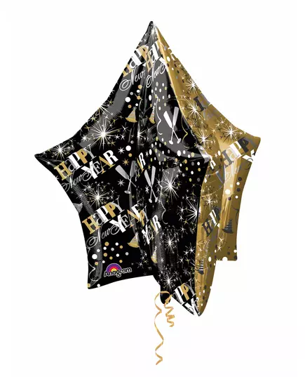 Svart och guldfärgad stjärnballong i aluminium