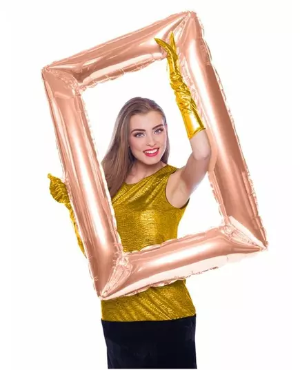 Aluminiumfolieballong rektangulär ram roséguld 85 x 60 cm