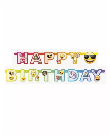 Happy Birthday Emoji Rainbow™-kartongbanner 1,8 m