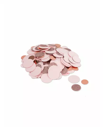 Roséguldfärgade metallkonfettier och rosa glitter 14 g