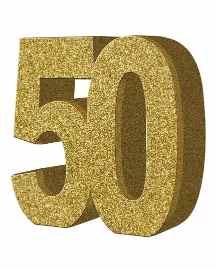 Guldfärgad bordsdekoration 50 år 20 x 20 cm