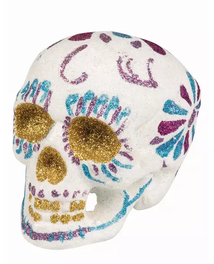 Glittrande dödskalled dekoration 16 X 14 cm Dia de los muertos