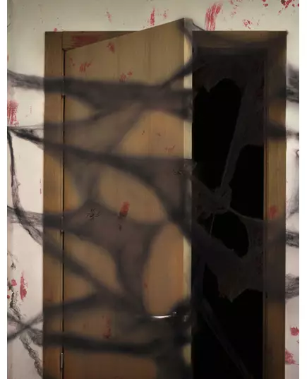 Svart spindelnätsdekoration med spindlar 20 g Halloween