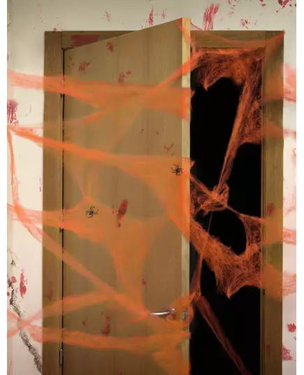 Orange spindelnät med spindlar 20 g Halloween