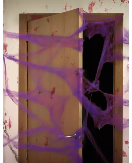 Lila spindelväv med spindlar 20 g Halloween