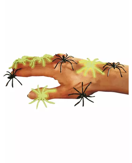 Falska svarta självlysande spindlar Halloween