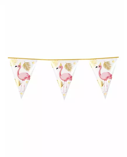 Girlang med 10 vimplar Flamingo Tropic i plast 30 x 20 cm