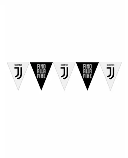 Svartvit plastvimpelgirlang Juventus™ 320 cm