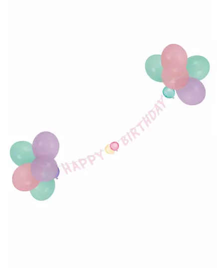 Girlang med Happy Birthday-ballonger pastell 1,5 m