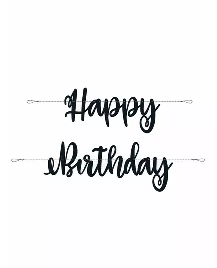 Svart Happy Birthday-girlang i kartong 2,13 m