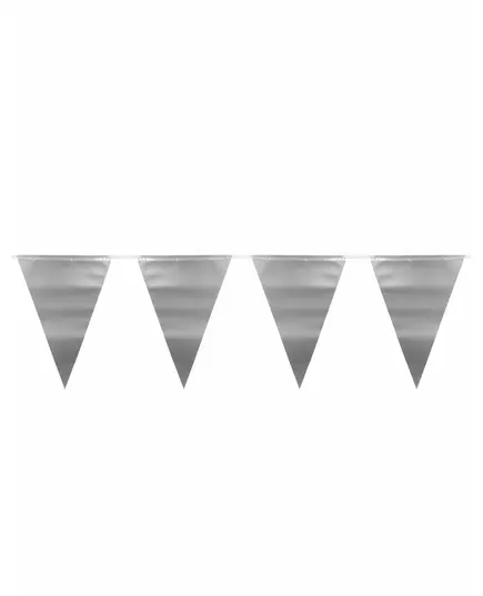Metallisk silverfärgad vimpelgirlang 6 m