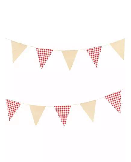 Girlang med vichy-rutiga linneflaggor retro 2 m