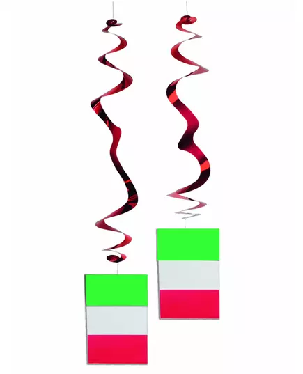 Set med 6 metalliska hängdekorationer med italiensk flagga