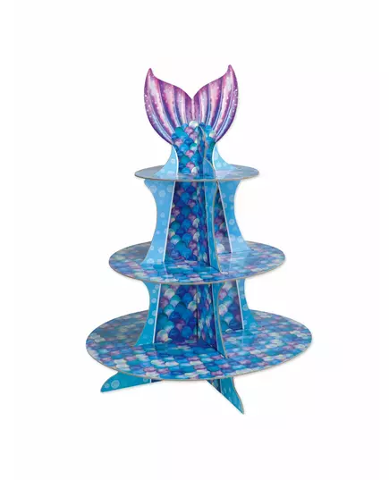 Cupcake-ställ sjöjungfru lila blått 40 cm
