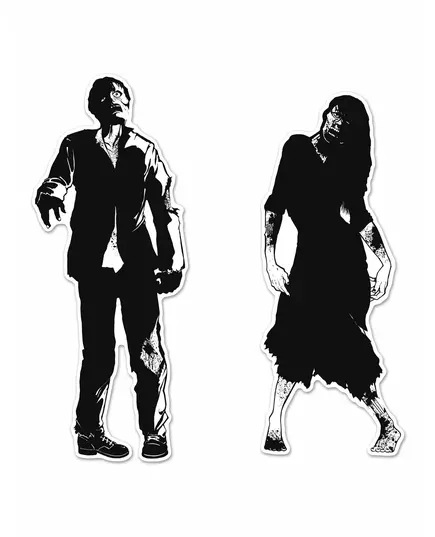 2 zombiesilhuetter i kartong 86 x 91 cm