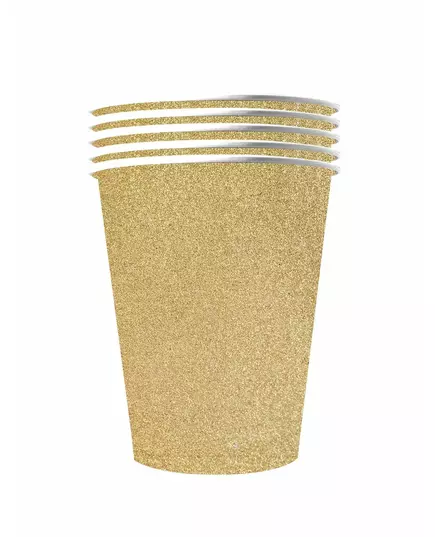 10 amerikanska glittrande pappmuggar återvinningsbara guld 53 cl