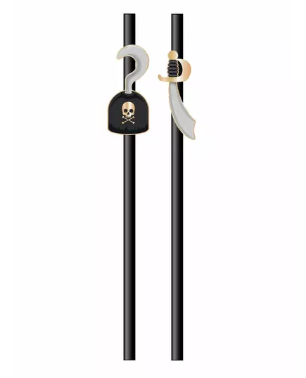 10 svarta papp­sugrör Pirate 20 cm