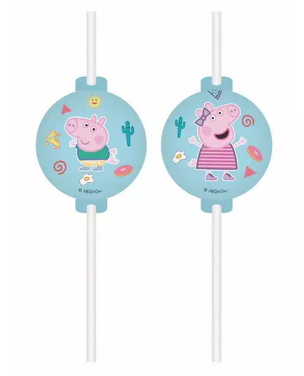 4 sugrör med medaljong Peppa Pig™