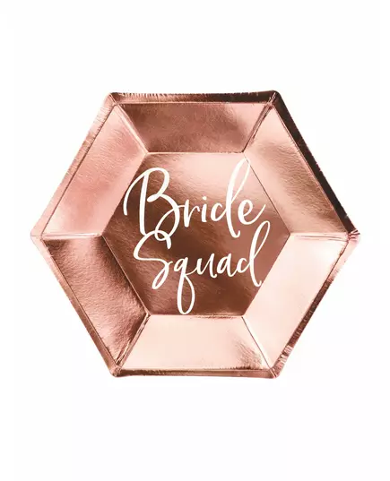 6 papperstallrikar Bride Squad roséguld 23 cm