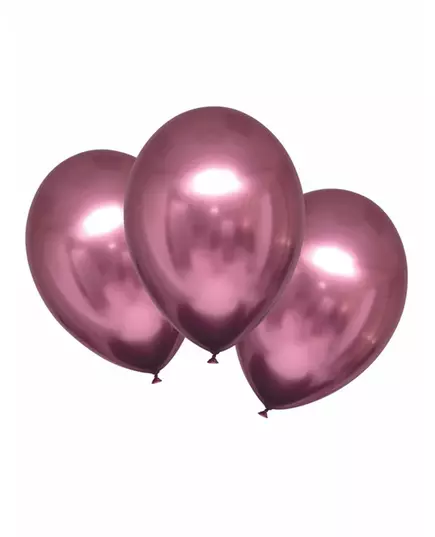 6 rosa satinlatexballonger 28 cm