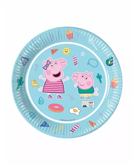 8 blå papperstallrikar Peppa Pig™ 23 cm