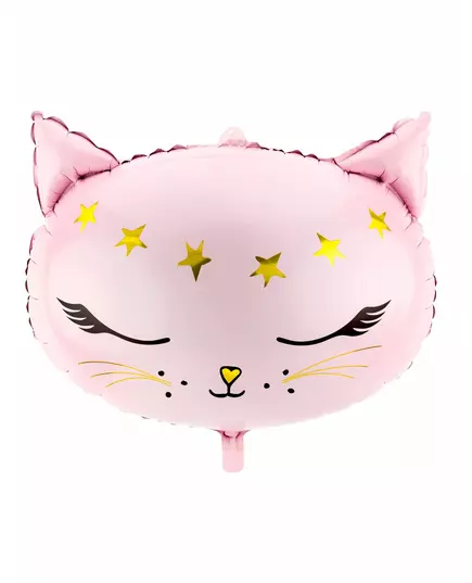 Rosa aluminiumfolieballong katt 48 x 36 cm