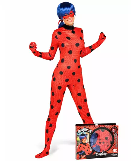 Komplett Ladybug-maskeraddräkt Miraculous™ vuxen, Storlek: X-Small