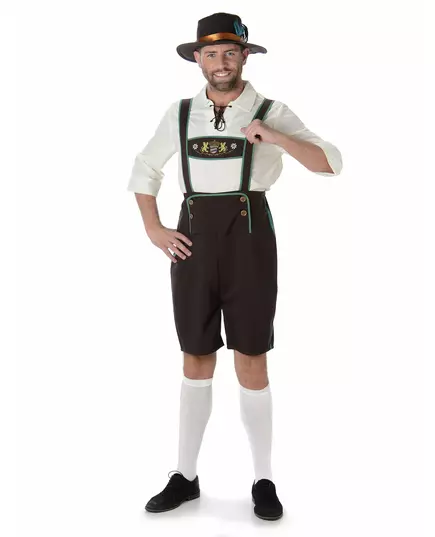 Bayersk maskeraddräkt med brun snickarbyxa herr, Storlek: Small
