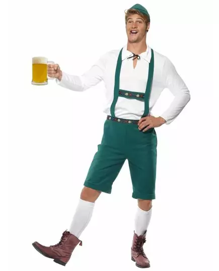 Grön bayersk maskeraddräkt herr, Storlek: Large
