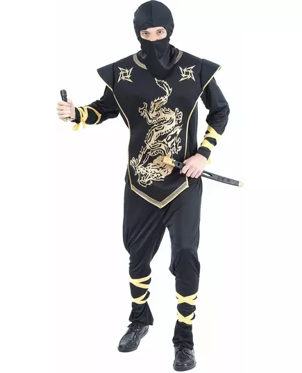 Maskeraddräkt ninja med gyllene drakar herr