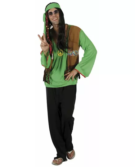 Grön och svart hippiemaskeraddräkt herr
