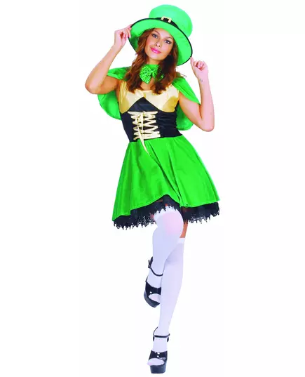 St Patrick-maskeraddräkt leprechaun dam, Storlek: Small