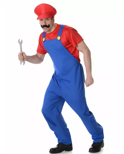 Röd rörmokarmaskeraddräkt herr, Storlek: Small