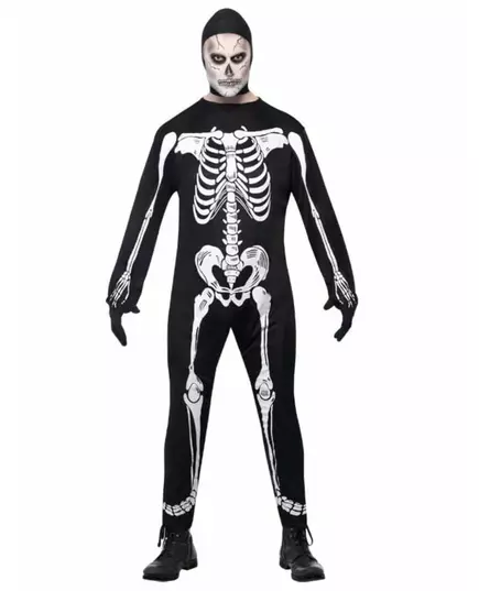 Skelettmaskeraddräkt med huva för herr Halloween, Storlek: Medium