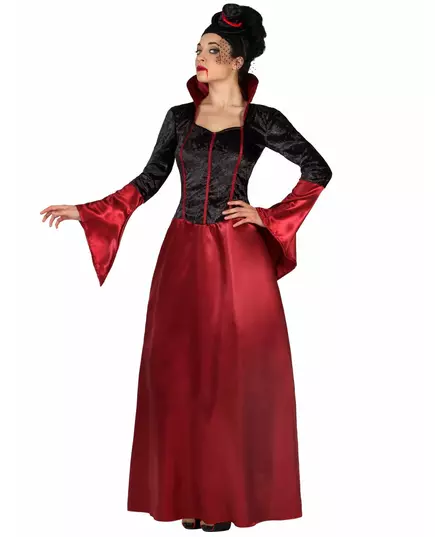 Röd och svart vampyrmaskeraddräkt dam Halloween, Storlek: X-Small/Small