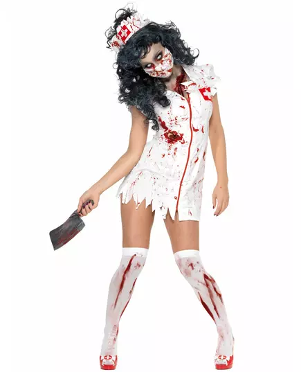 Zombie-sjuksköterska maskeraddräkt dam Halloween, Storlek: Small