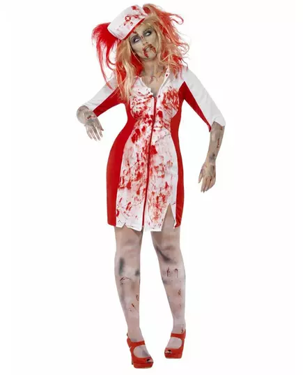Zombiesjuksköterskemaskeraddräkt dam plus size Halloween, Storlek: XX-Large