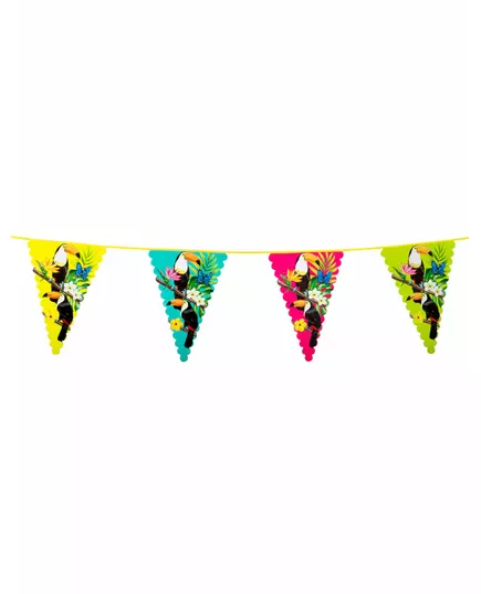 Plastgirlang med vimplar och tukan 45 x 30 cm 6 m