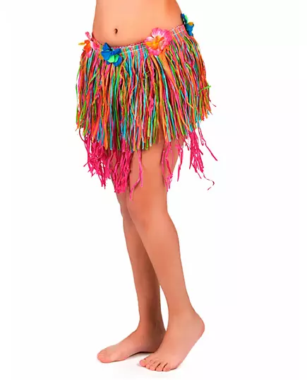Kort hawaiikjol i flera färger med blommor vuxen