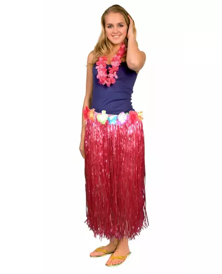 Lång röd hawaiikjol vuxen