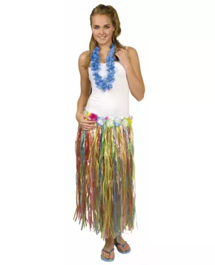 Lång flerfärgad hawaiikjol dam