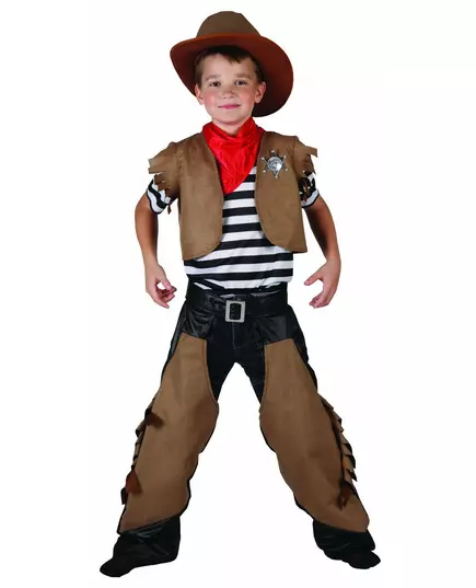 Brun cowboy-maskeraddräkt pojke, Storlek: 4-6 år (110-120 cm)