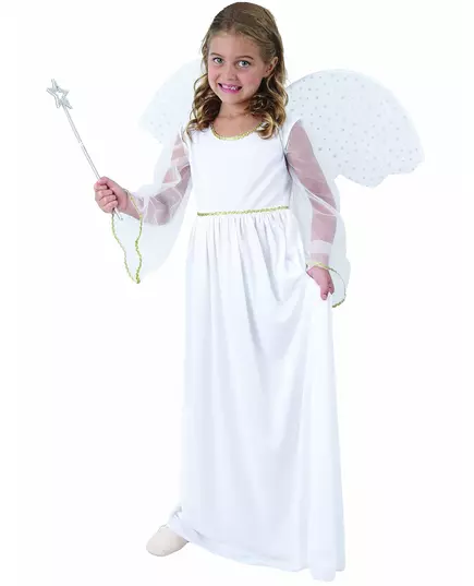 Maskeraddräkt vit ängel flicka, Storlek: 4-6 år (110-120 cm)