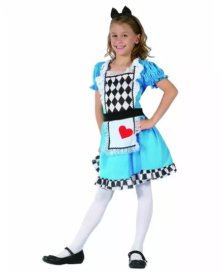 Alice i hjärter maskeraddräkt flicka, Storlek: 4-6 år (110-120 cm)