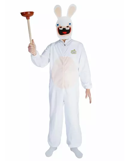 Maskeraddräkt med mask Lapins Cretins™ vuxen, Storlek: Small/Medium