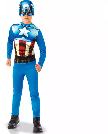 Klassisk Captain America™-maskeraddräkt pojke, Storlek: 7-8 år (122 till 128 cm)