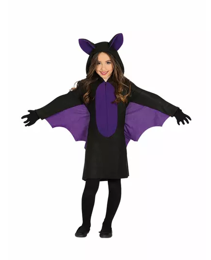 Svart och lila fladdermusmaskeraddräkt flicka, Storlek: 3-4 år (95-105 cm)